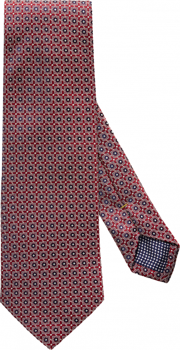 Eton - Red Woven Silk Tie With Flowerdetails - Czerwony