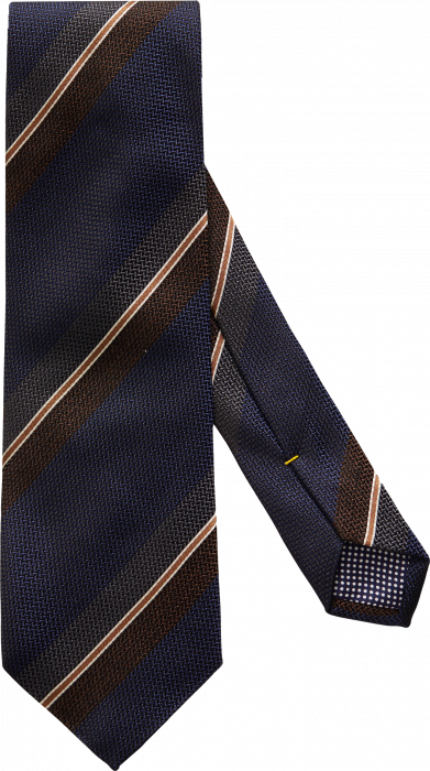 Eton - Navy & Brown Striped Silk Tie - Azul escuro