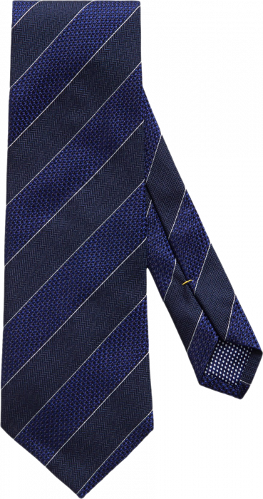 Eton - Navy Striped Pattern, Woven Silk Tie - Azul oscuro