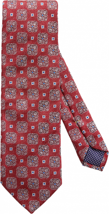 Eton - Red Pattern, Woven Silk Tie - Czerwony & niebieski