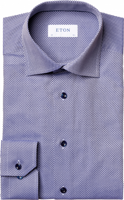 Eton - Navy Dobby Shirt, Slim Fit, Cut Away - Blauw