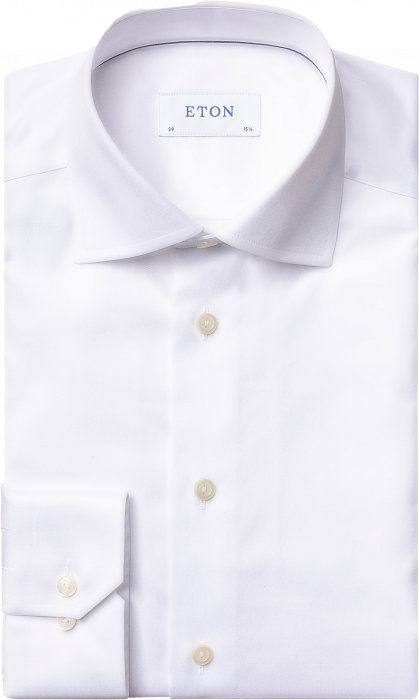 Eton - Super Slim Twill Skjorte, Cut Away - Hvid